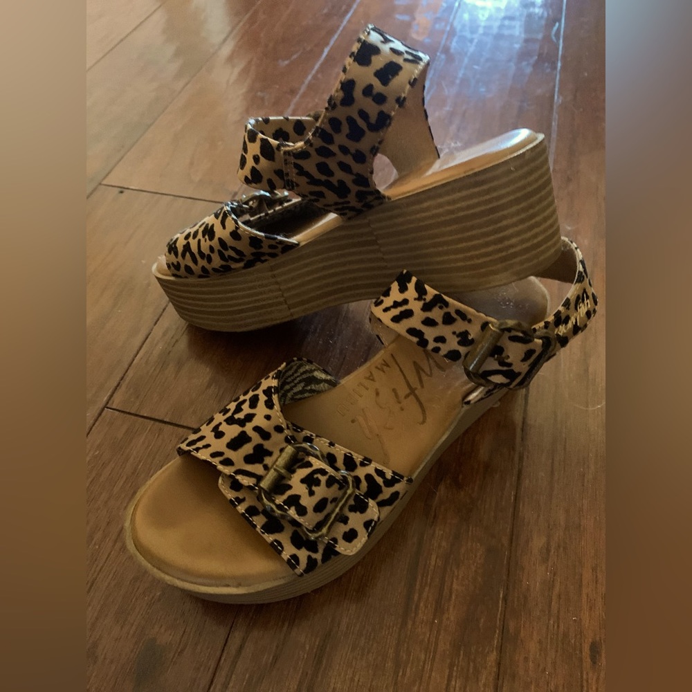 Blowfish Malibu Leopard Print Sandal Wedge